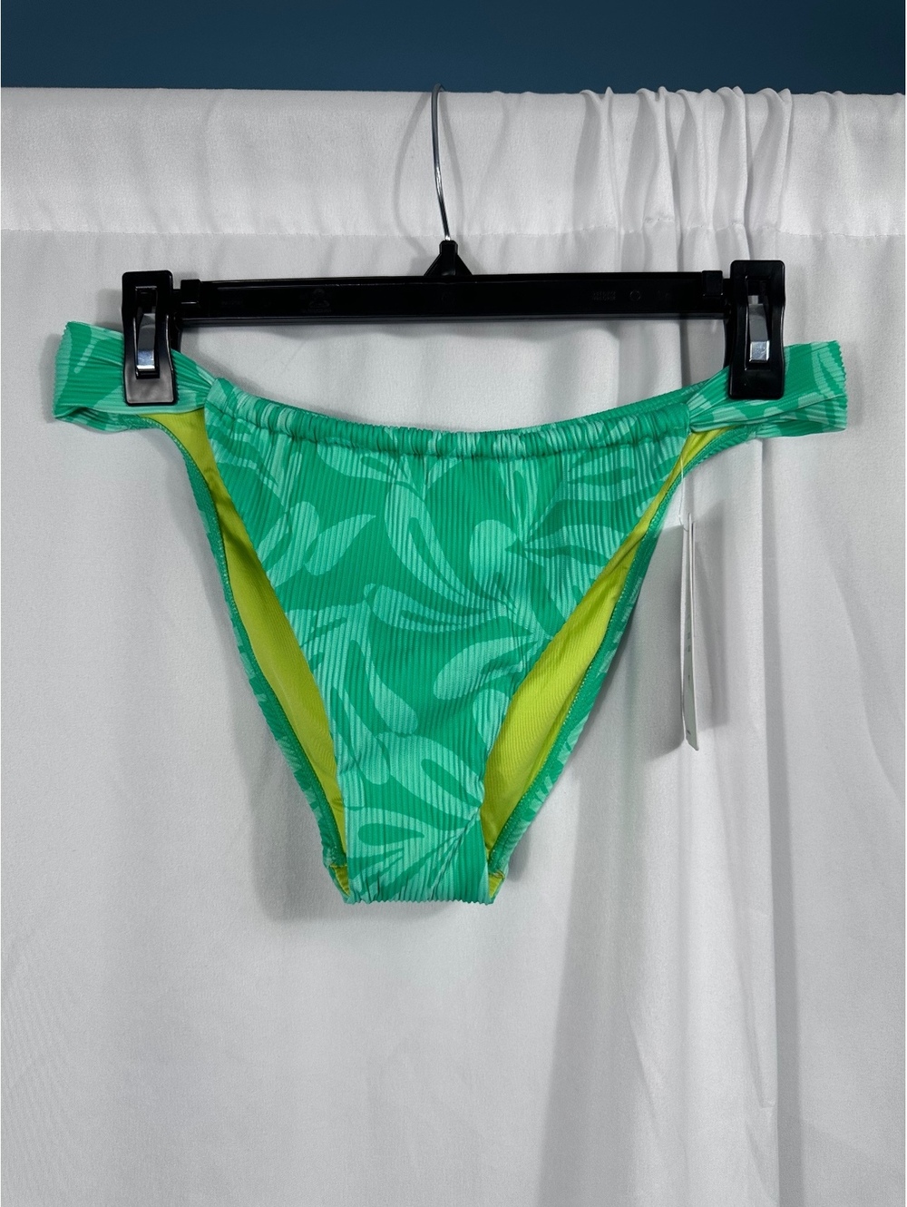 Hurley Marina Rib Cheeky Bottom Bikini Swimwear in Jade Green XL